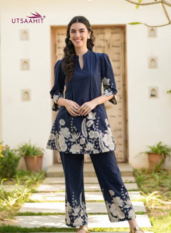 Premium Blue Cotton Co-ord Set for Women – Trendy Printed 2-Piece Set for Summer