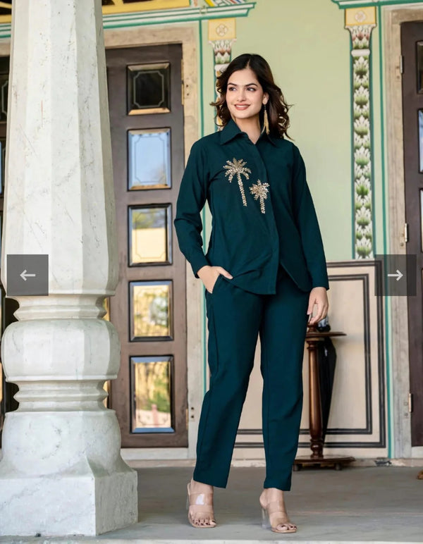 Pure Cotton Slub Kurti Pant Set for Women – Handwork Ethnic Co-ord