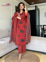 Pure Cotton Kurti Pant Dupatta Set for Women Sequence Work