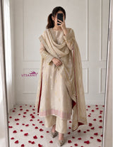 Women’s Banarasi Soft Silk Kurta Pant Dupatta Set with All-Over Traditional Work | Premium Festive Wear Suit