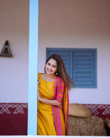 Utsaahit Kanchi Cotton Yellow Vatika Suit Set