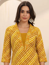 Utsaahit Lahariya Cotton Kurti Set with Dupatta – Ethnic Style
