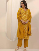 Utsaahit Lahariya Cotton Kurti Set with Dupatta – Ethnic Style