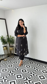 Cotton Collared Kurta Pant Set | Elegant Embroidered Co-ord