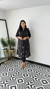 Cotton Collared Kurta Pant Set | Elegant Embroidered Co-ord