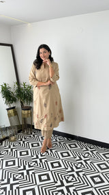 Cotton Collared Kurta Pant Set | Elegant Embroidered Co-ord