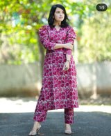 Pure Cotton Floral Kurti &amp; Pant Set