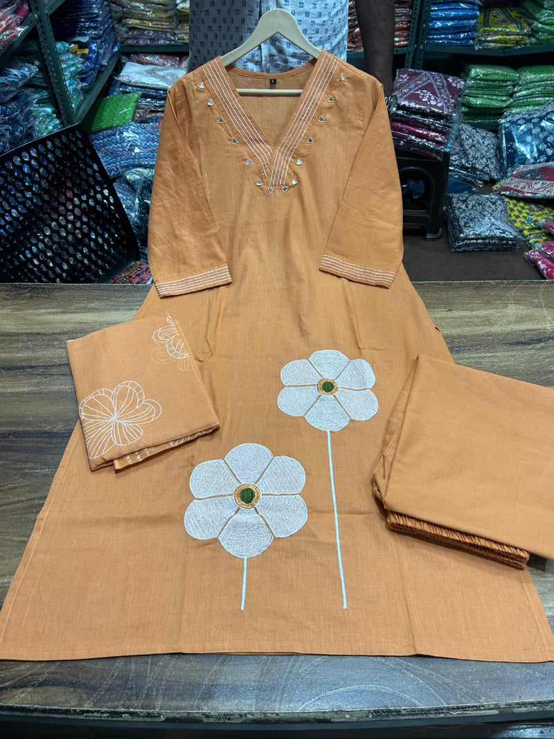 Elegant Flaired Cotton Suit Set