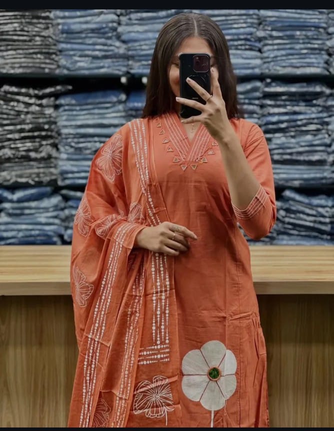 Elegant Flaired Cotton Suit Set