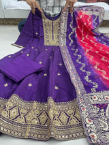 Anarkali Flared Kurti Pant Dupatta Set