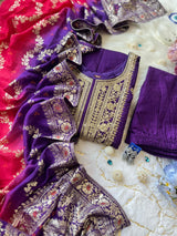 Anarkali Flared Kurti Pant Dupatta Set
