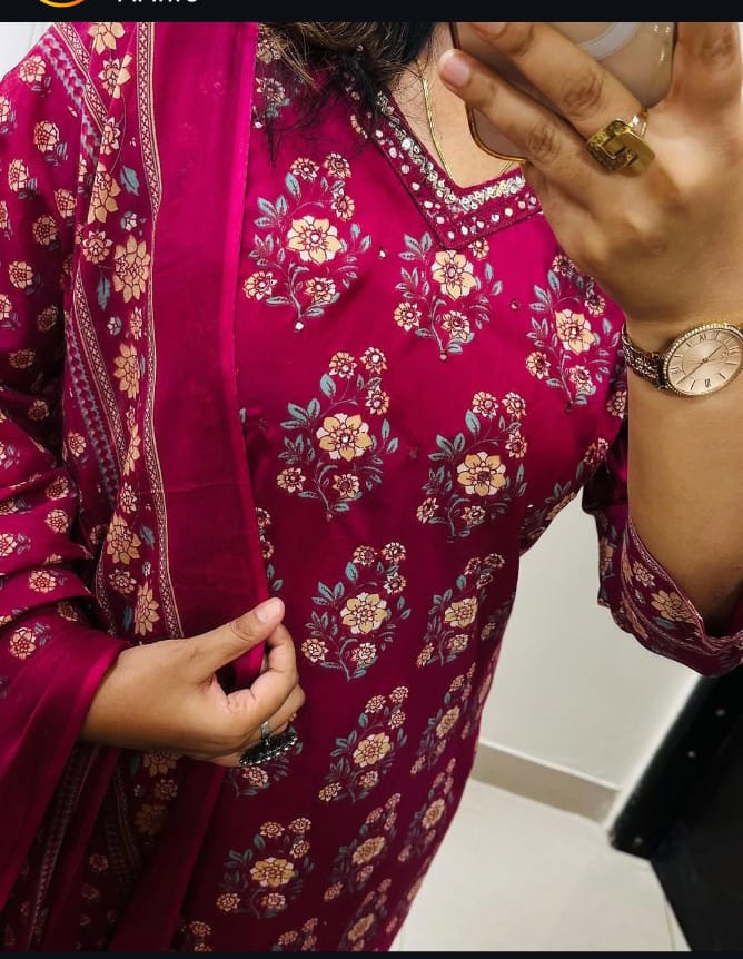 Pure Fine Heavy Cotton Handwork Suit Set