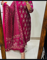 Pure Fine Heavy Cotton Handwork Suit Set