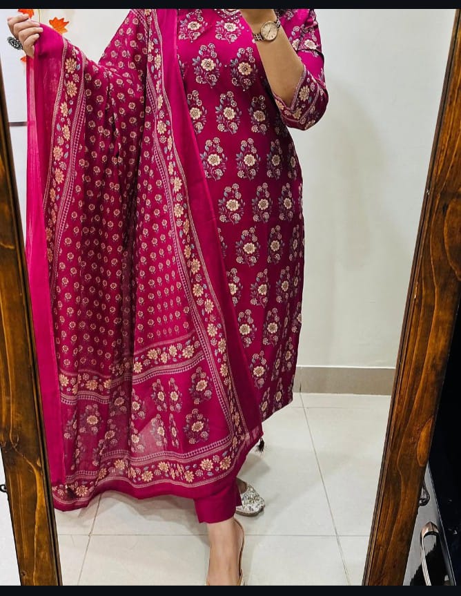 Pure Fine Heavy Cotton Handwork Suit Set