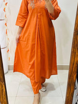 Premium Floral Fine Cotton Kurti Palazzo Set