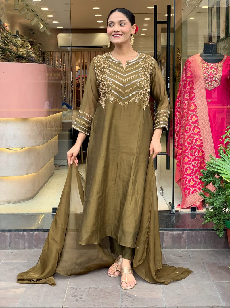 Festive &amp; Party Wear Pure Mul Chanderi Suit Set