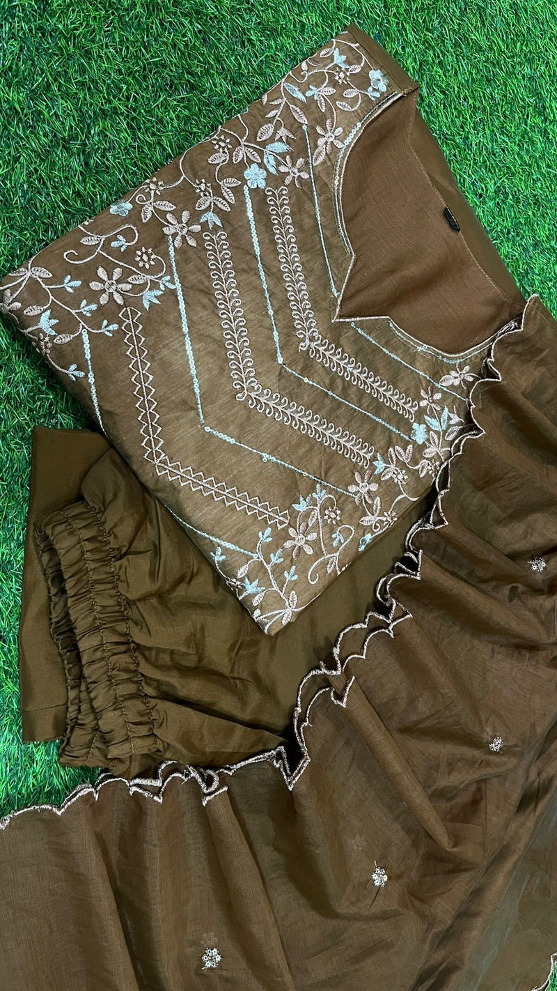 Festive &amp; Party Wear Pure Mul Chanderi Suit Set