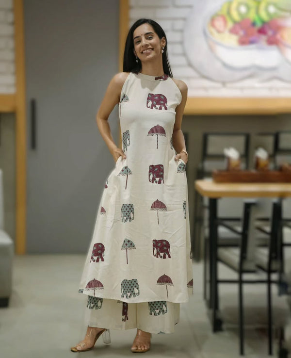 Premium Cotton Kurti Palazzo Set