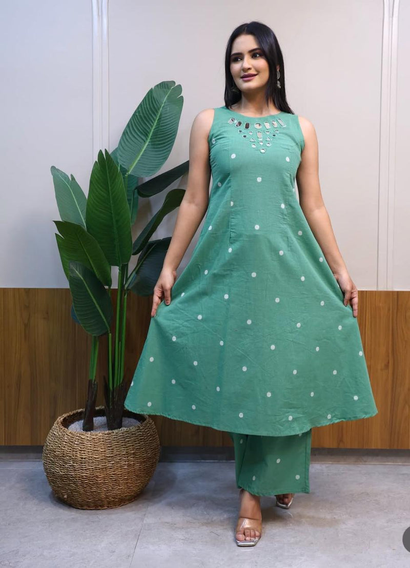 Beautiful A-line Cotton Kurta Set