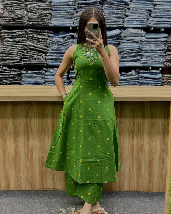Beautiful A-line Cotton Kurta Set