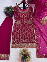3-Piece Fancy Kurti Set with Palazzo &amp; Dupatta