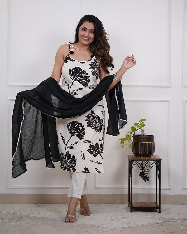 Cut-Sleeve Straight Kurta Set