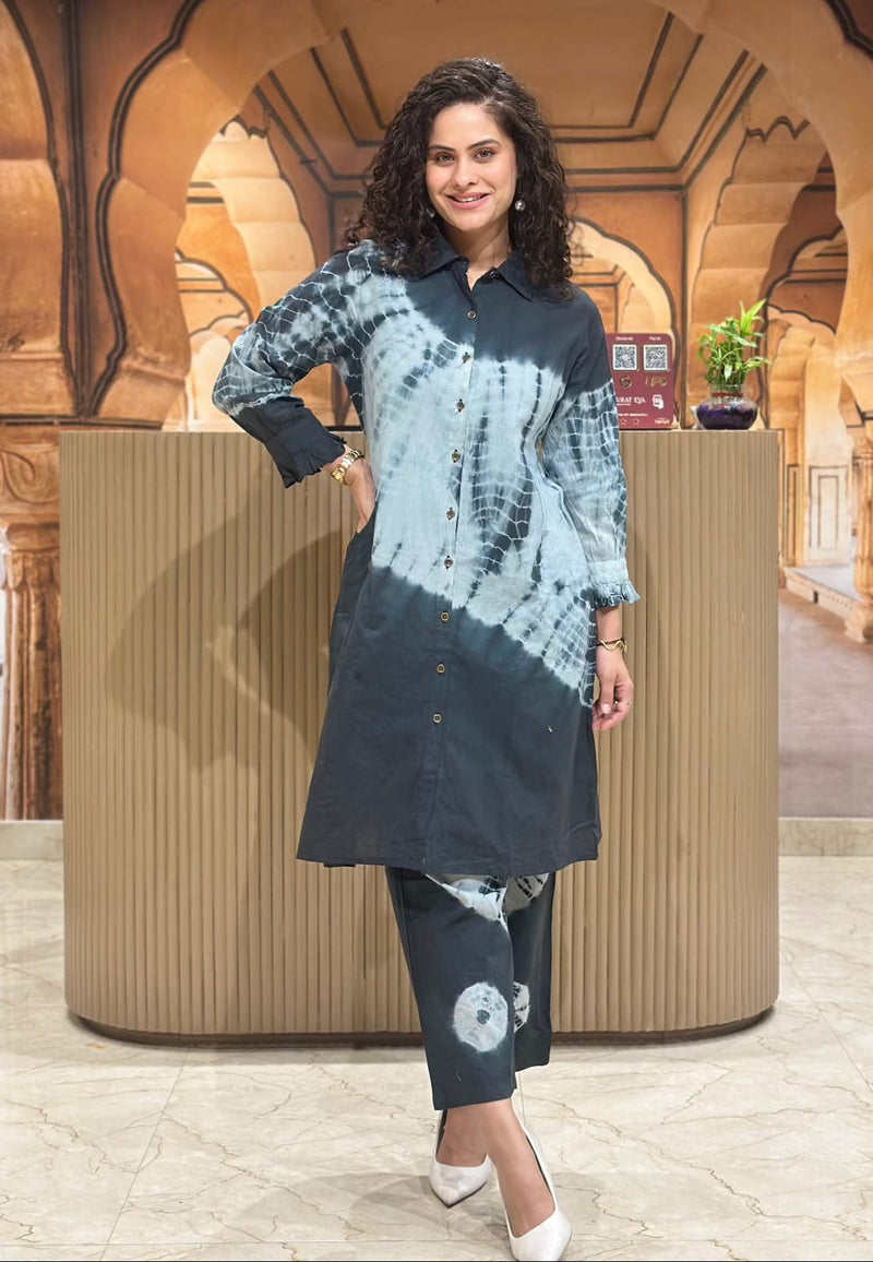 Premium Tie-Dye Fine Cotton Kurti & Pant Set