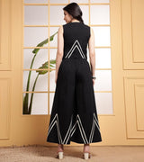 Premium Cotton Slub Co-ord Set with Zig Zag Lace Work & Palazzo