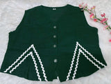 Premium Cotton Slub Co-ord Set with Zig Zag Lace Work & Palazzo