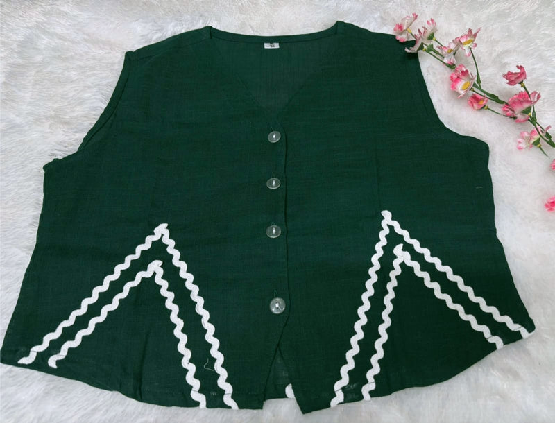 Premium Cotton Slub Co-ord Set with Zig Zag Lace Work & Palazzo