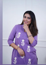 Pure Cotton Co-ord Set with Embroidery &amp; Lace