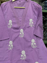 Pure Cotton Co-ord Set with Embroidery &amp; Lace