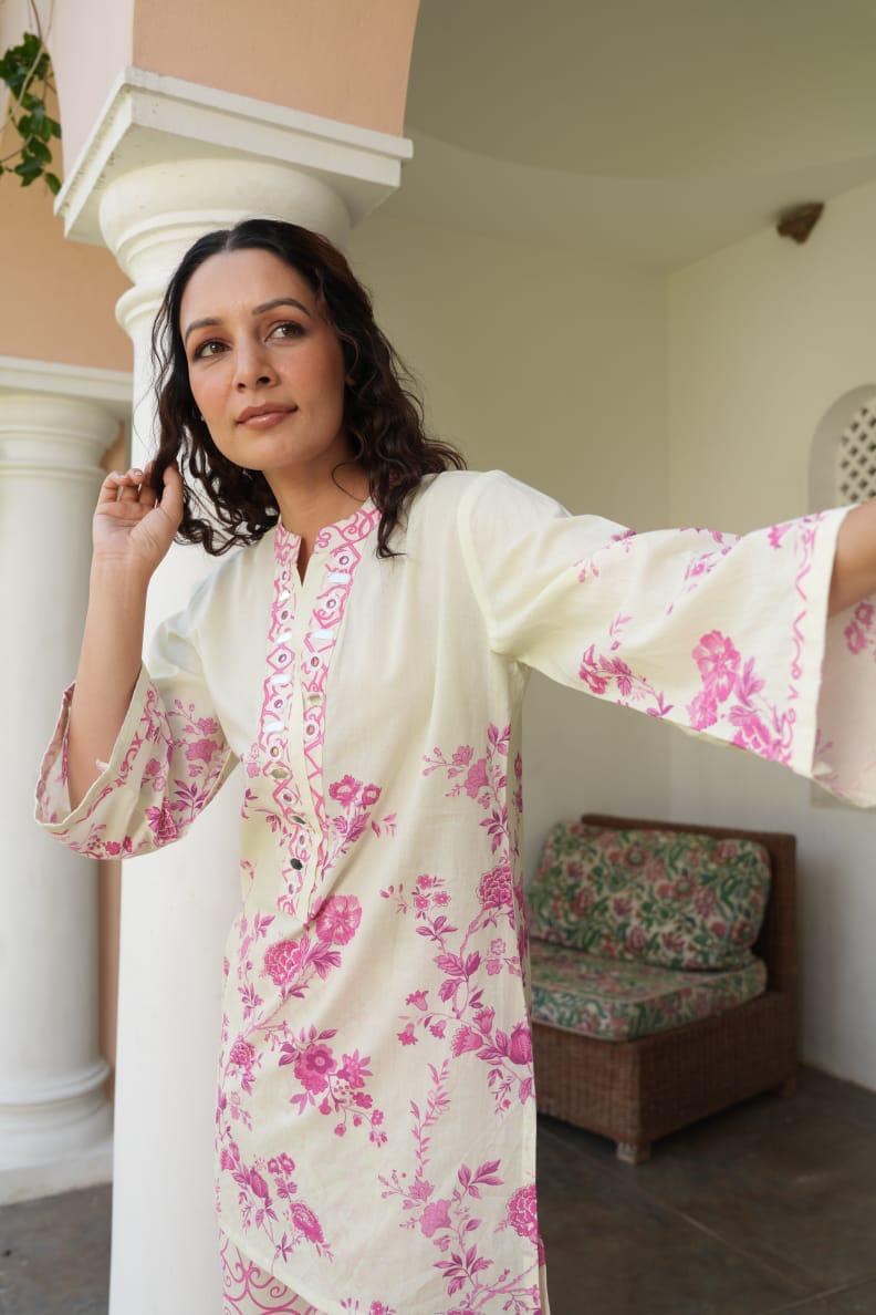 Printed Pure Cotton Co-ord Set with Embroidery