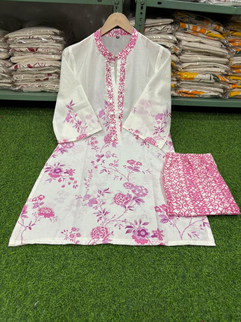 Printed Pure Cotton Co-ord Set with Embroidery