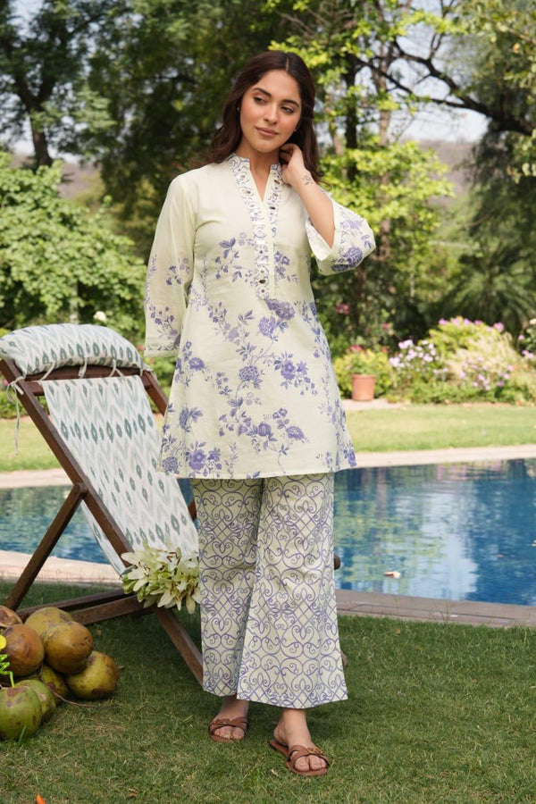 Printed Pure Cotton Co-ord Set with Embroidery