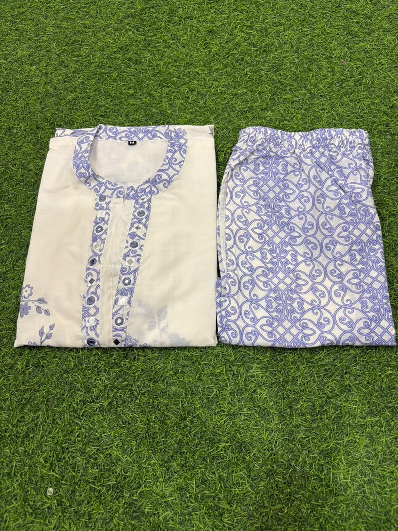 Printed Pure Cotton Co-ord Set with Embroidery