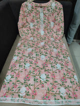 Elegant Embroidered Cotton Suit Set with Chiffon Dupatta