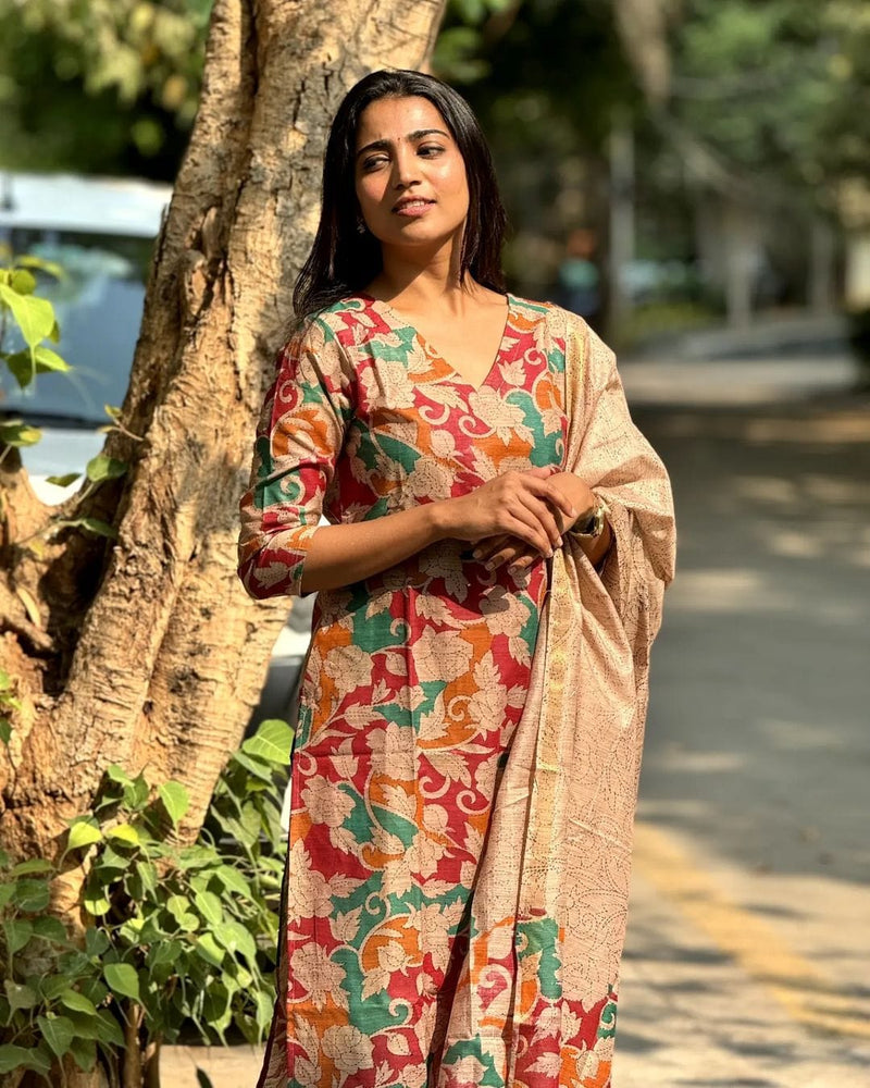 New Floral Silk Suit Set – Showroom Collection Piece