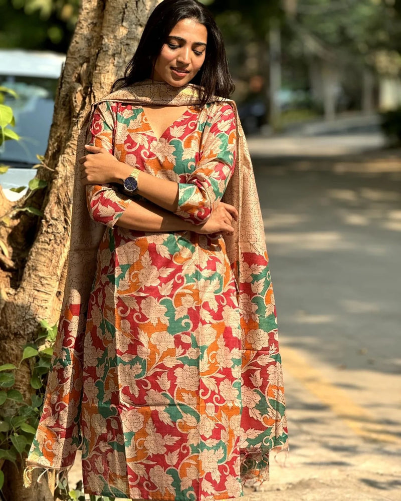 New Floral Silk Suit Set – Showroom Collection Piece