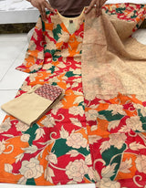 New Floral Silk Suit Set – Showroom Collection Piece