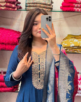 Jashn-E-Noor Anarkali Flared Kurti Pant Dupatta Set