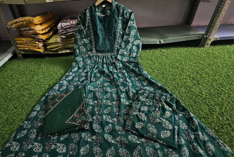 Elegant Cotton Angrakha Kurta Pant Dupatta Set with Embroidery & Adda Work – Utsaahit New Arrival | Sizes M to 7XL