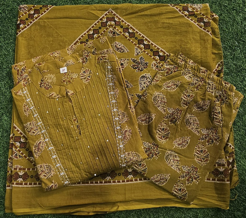 Elegant Cotton Angrakha Kurta Pant Dupatta Set with Embroidery & Adda Work – Utsaahit New Arrival | Sizes M to 7XL