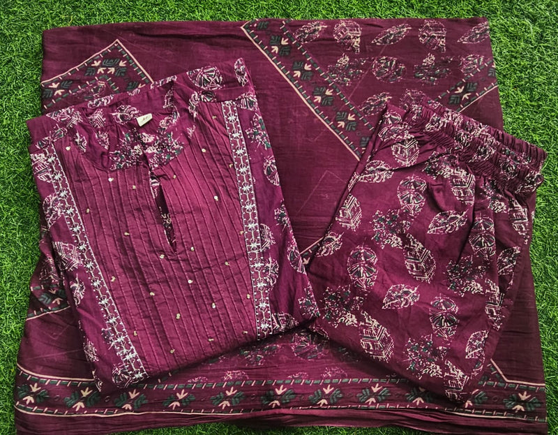 Elegant Cotton Angrakha Kurta Pant Dupatta Set with Embroidery & Adda Work – Utsaahit New Arrival | Sizes M to 7XL