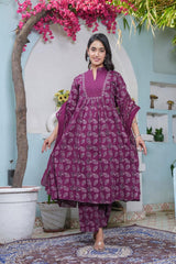 Elegant Cotton Angrakha Kurta Pant Dupatta Set with Embroidery & Adda Work – Utsaahit New Arrival | Sizes M to 7XL