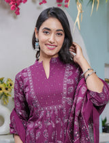 Elegant Cotton Angrakha Kurta Pant Dupatta Set with Embroidery & Adda Work – Utsaahit New Arrival | Sizes M to 7XL