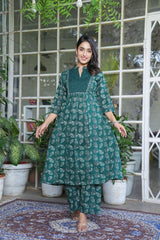 Elegant Cotton Angrakha Kurta Pant Dupatta Set with Embroidery & Adda Work – Utsaahit New Arrival | Sizes M to 7XL