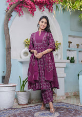 Elegant Cotton Angrakha Kurta Pant Dupatta Set with Embroidery & Adda Work – Utsaahit New Arrival | Sizes M to 7XL