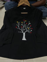 Beautiful Pure Cotton Slub Embroidered Kurta with Plazzo