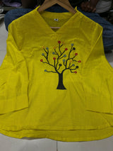 Beautiful Pure Cotton Slub Embroidered Kurta with Plazzo